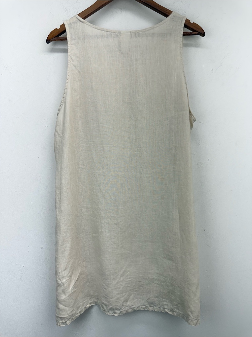 Match Point size XL Women’s Lagenlook Cream Linen Sleeveless Tunic Top - Picture 6 of 6